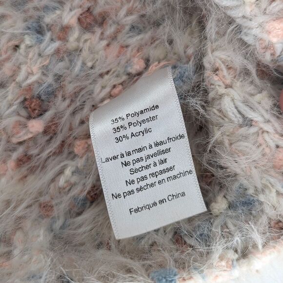 Lush Lovely Time Blush Pink Fuzzy Cropped Oversized Knit Sweater Size Large - Picture 4 of 7